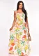 Women Off Shoulder Sleeveless Tie Print Beach Dress