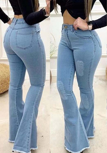 Calças jeans femininas sexy finas cintura alta boca de sino