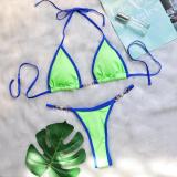 Women Sexy Bikini Patch Metallic Pearl Swimwear Two Pieces