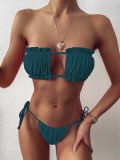 Women Sexy Pleated Cutout Bikini Swimwear