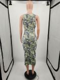 Women fashion print camouflage dress