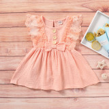 Girls Spring and Autumn Sleeveless Lace Style Dress