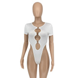 Women's Summer Fashion Casual Sexy Women's Solid Color Onesie Bodysuit