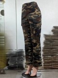 Women's Spring Summer Camouflage Sexy Slim Fit Casual Zip Pocket Cargo Pants