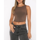 Women's Sexy Solid Color Comfort Slit Sleeveless Top Tank Top