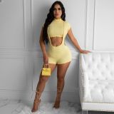 Women's Sexy Fashion Short Sleeve Suspenders Two-Piece Set