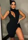 Women's Spring Summer Ribbed Sleeveless Zipper Slim Cutout Sexy Dress