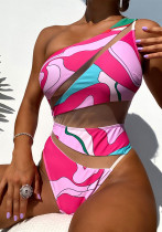 Weiblicher bedruckter einteiliger Badeanzug sexy Bikini