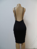 Sexy straps and collarless Bodycon women's dress