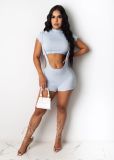 Women's Sexy Fashion Short Sleeve Suspenders Two-Piece Set