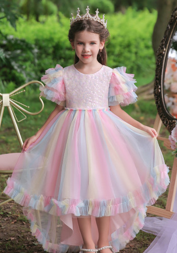 女の子ピアノパフォーマンス衣装誕生日ドレス子供のふくらんドレスフラワーガールキャットウォーク末尾のウェディングドレス