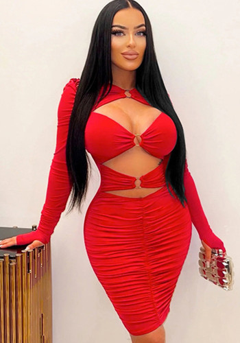 Women's Sexy Bodycon Pleated Tight Fitting Dress