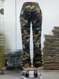 Women's Spring Summer Camouflage Sexy Slim Fit Casual Zip Pocket Cargo Pants