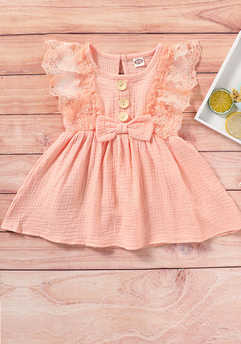 Girls Spring and Autumn Sleeveless Lace Style Dress