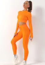 Seamless yoga wear long-sleeved sports suit women's zipper workout clothes yoga top lulu yoga pants trousers