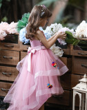 Children's princess dress girls mesh flower vest trailing dress skirt piano performance clothing