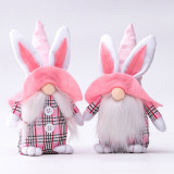 Easter Pink Ears Plaid Rabbit Dwarf Doll Elf Doll Ornament Home Decoration