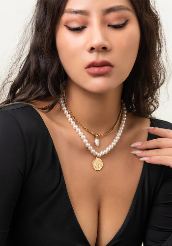 Schmuck Einfache Retro-Stil Nachahmung Perlenkette Halskette Mode Perlen Porträt Hip Hop Halskette Weiblich
