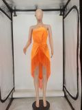 Women'S Fashion Sexy Solid Color Halter Neck Fringe Dress