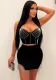 Sexy Beaded Two-Piece Straps Top And Tassels Skirt Clubwear