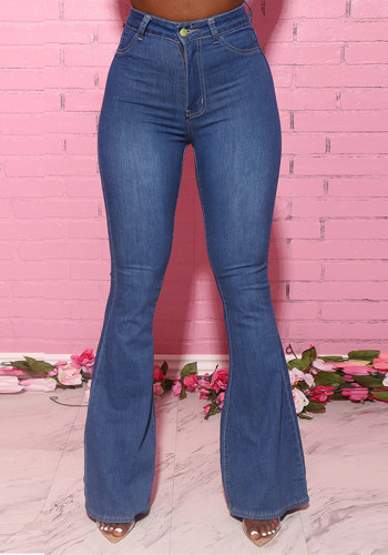 Calças jeans femininas jeans elástico cintura alta calças ligeiramente largas