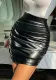 Pu Leather skirt female pleated skirt zipper high waist Bodycon skirts