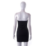 Women Solid Sleeveless Reflective Strapless Mini Dress