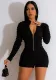Ladies Solid Color Knitting Plaid Breathable Sexy V-Neck Jumpsuit