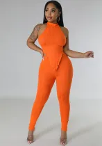 Women Summer Halter Neck Top and Trousers Two-Piece Set