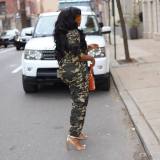Women Fashion Camouflage Zipper Jumpsuit