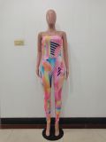 Women Trendy Geometric Print Strapless Jumpsuit