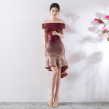 Wrapped See-Through L Gradient Sequins Bodycon Sexy Dress Wedding Formal Party Dress