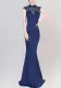 Stand Collar Beaded Low Back Slim Formal Party Maxi Gown Nightclub Dress