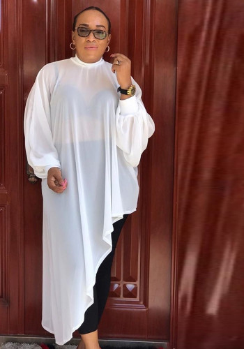 Vestido de gasa irregular de mamá de talla grande de color sólido de moda africana para damas