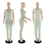 Women's Spring Summer Fashion Rice Grain Fleece Comfortable Sleeveless Pants Jumpsuit