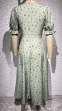 Women's Spring Summer Elegant Breasted Mid-Length V-Neck Balloon Sleeve Printed Dress
