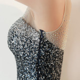 Wrapped See-Through L Gradient Sequins Bodycon Sexy Dress Wedding Formal Party Dress