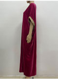 Long Muselin velvet long dress loose women's robe dress