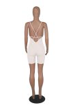 Spring Summer Women's Solid Rib Straps Butt Lift Yoga Casual Jumpsuit