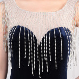 diamond chain velvet evening dress Formal Party long slim and elegant mermaid Prom Dress