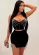 Women's Fashion Beaded Sleeveless Straps Top Tassels Skirt Two-Piece Set