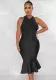 Women's Solid Color Halter Neck Bodycon Mermaid Party Dress