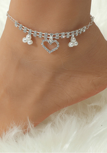 Vrouwen Boho Pearl Heart Beaded Chain Anklet Ankle Chain