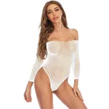 Women Beaded Long Sleeve One-Pieces Net sexy lingerie