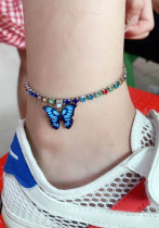 Chaîne de cheville papillon multicolore pour femme