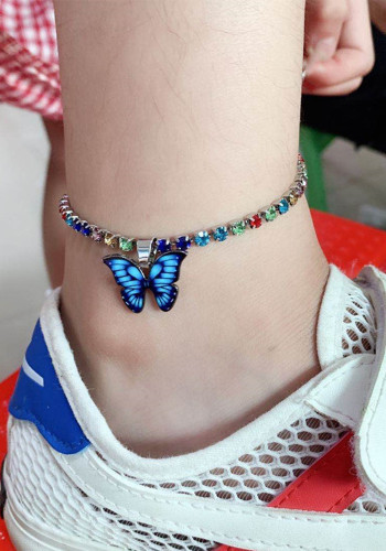 Cavigliera da donna con ciondolo a farfalla multicolore