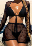 Women mesh sexy bikini beachwear four-piece set