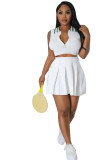 Women's Polo Neck Pleated Skirt Sports Tennis Suit Two-Piece Set