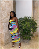 Trendy Wrap-Breast Tie-Dye Print Dress