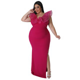 Women's Solid Color Slim Fit Bodycon Stretch Dress Formal Party Dress